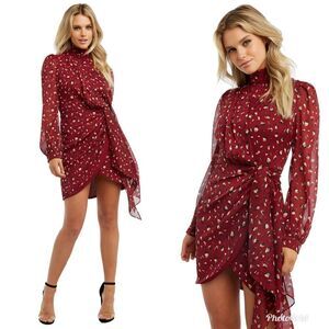 Bardot Burgundy Printed Mini Dress